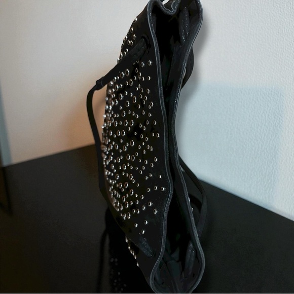 372 Zara | EUC Women’s Black Studded Silver Domed Studs Tote Bag (sz 13Wx12Hx3D) - Picture 4 of 14
